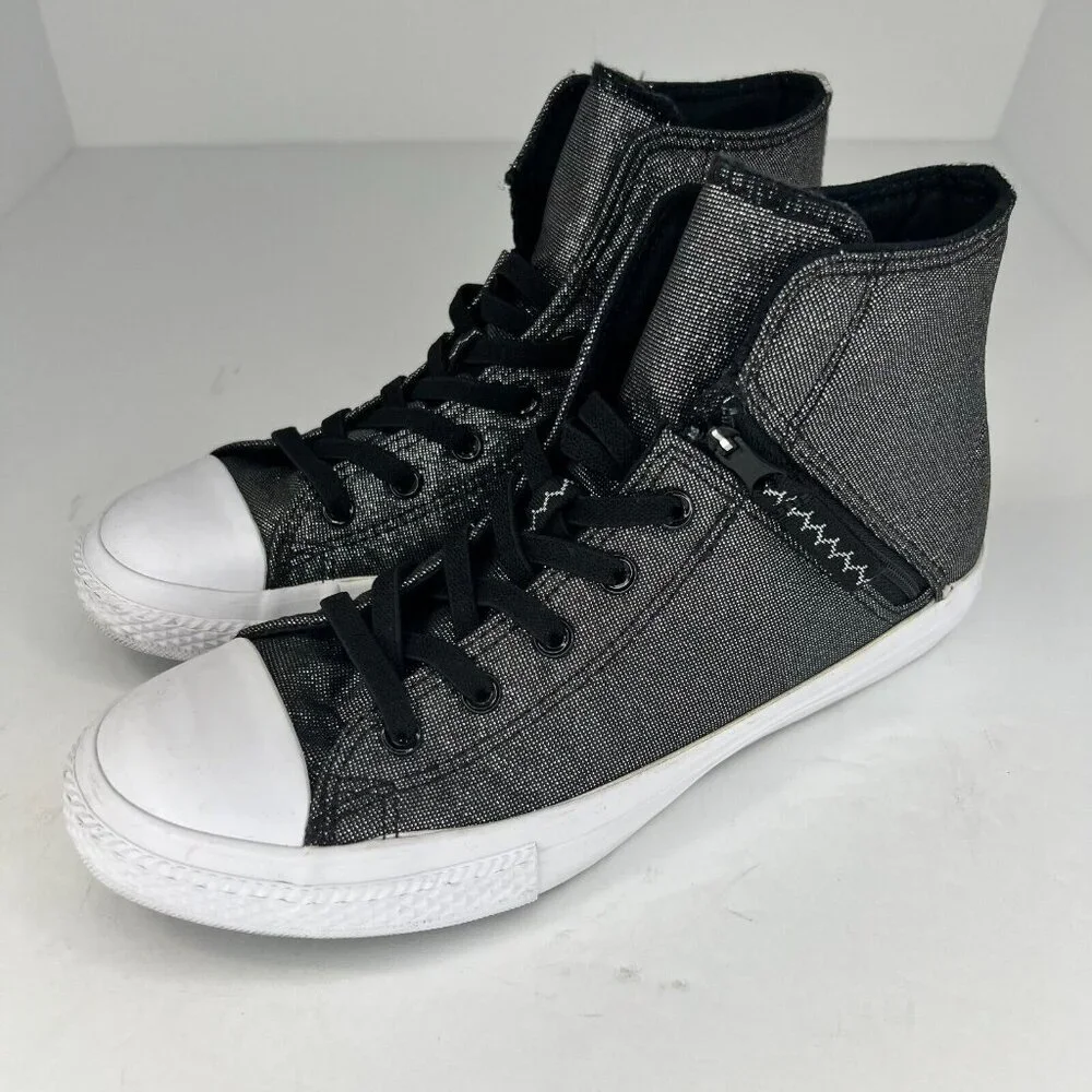 Converse Junior 661850F Gray Chuck Taylor All Star Lace Up Zip Size 6 Sneakers